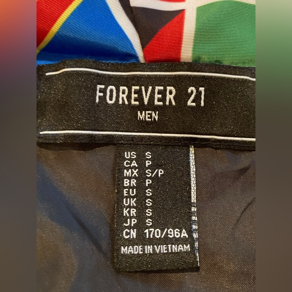 Forever 21 Men International Flags Full Zip Jacket Colorful Men’s Size Small - Picture 5 of 13